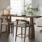 Tables de bar modernes à double piétement en bois brun