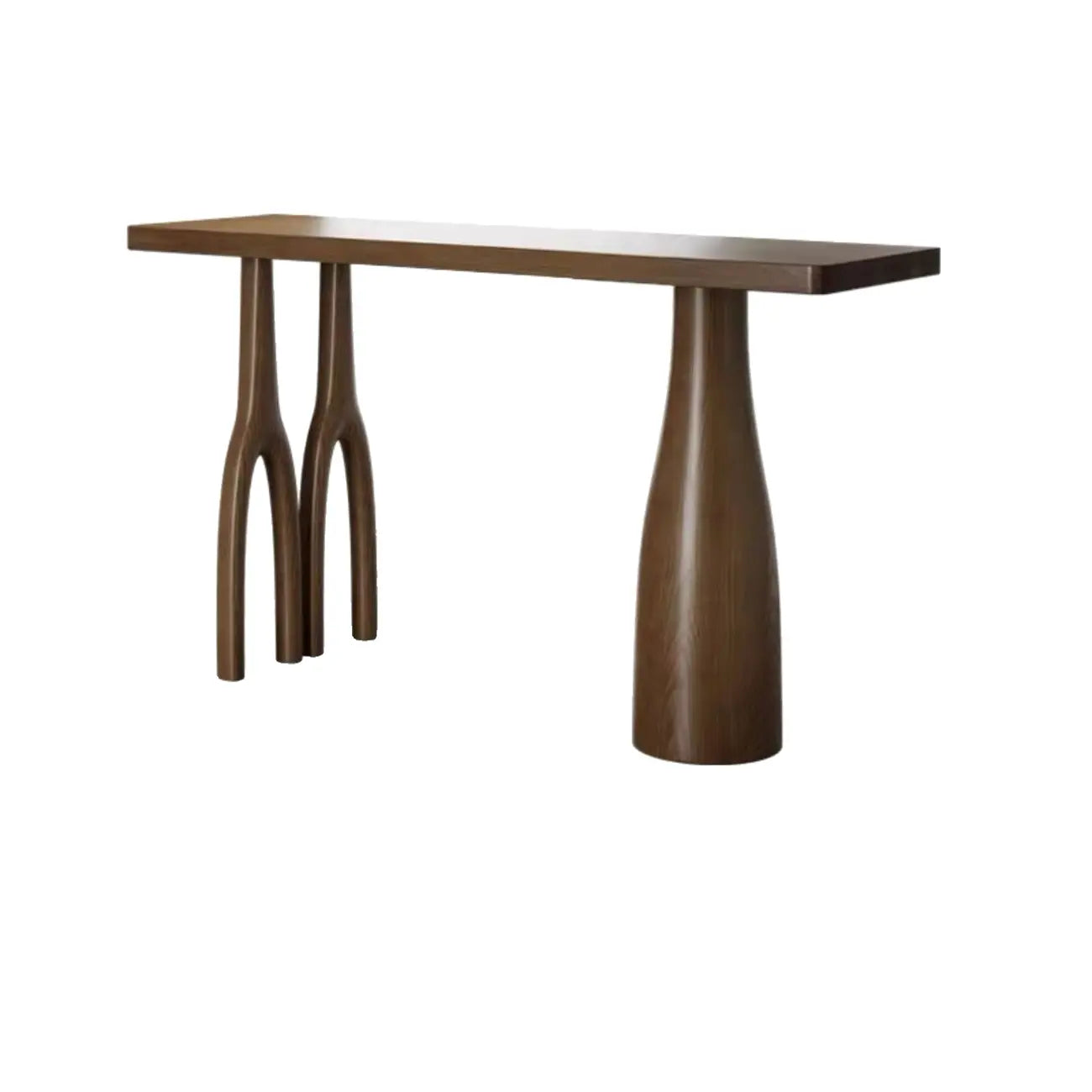 Tables de bar modernes à double piétement en bois brun