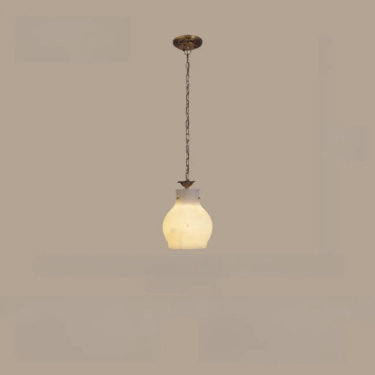 Suspension vintage en laiton avec chaîne réglable et pierre blanche