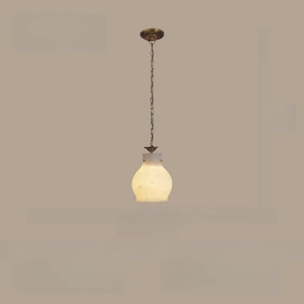 Suspension vintage en laiton avec chaîne réglable et pierre blanche