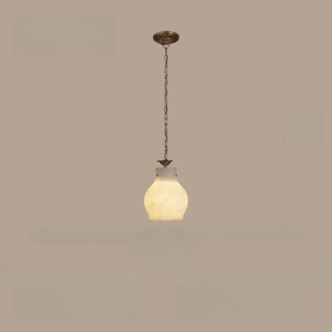 Suspension vintage en laiton avec chaîne réglable et pierre blanche