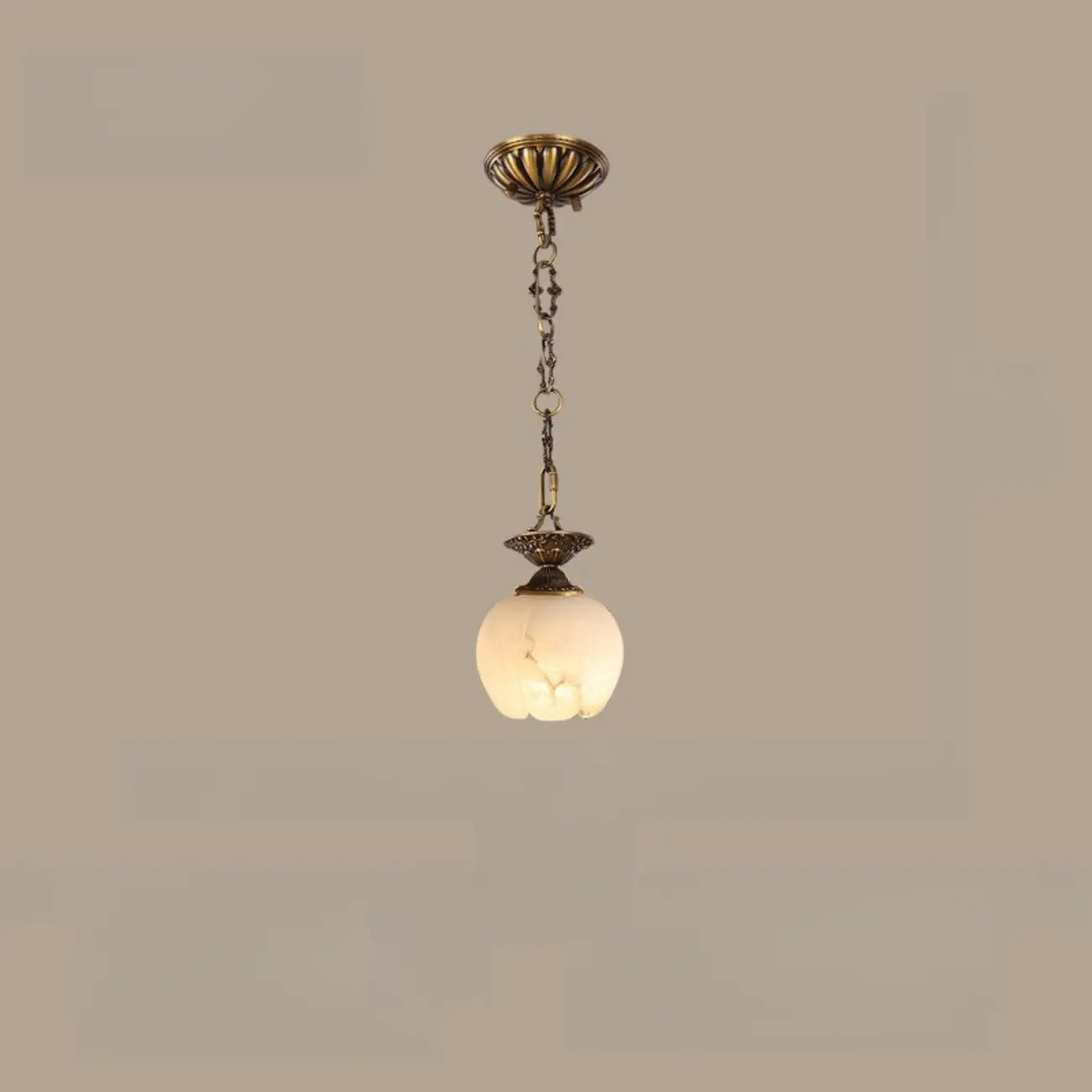 Suspension vintage en laiton avec chaîne réglable et pierre blanche