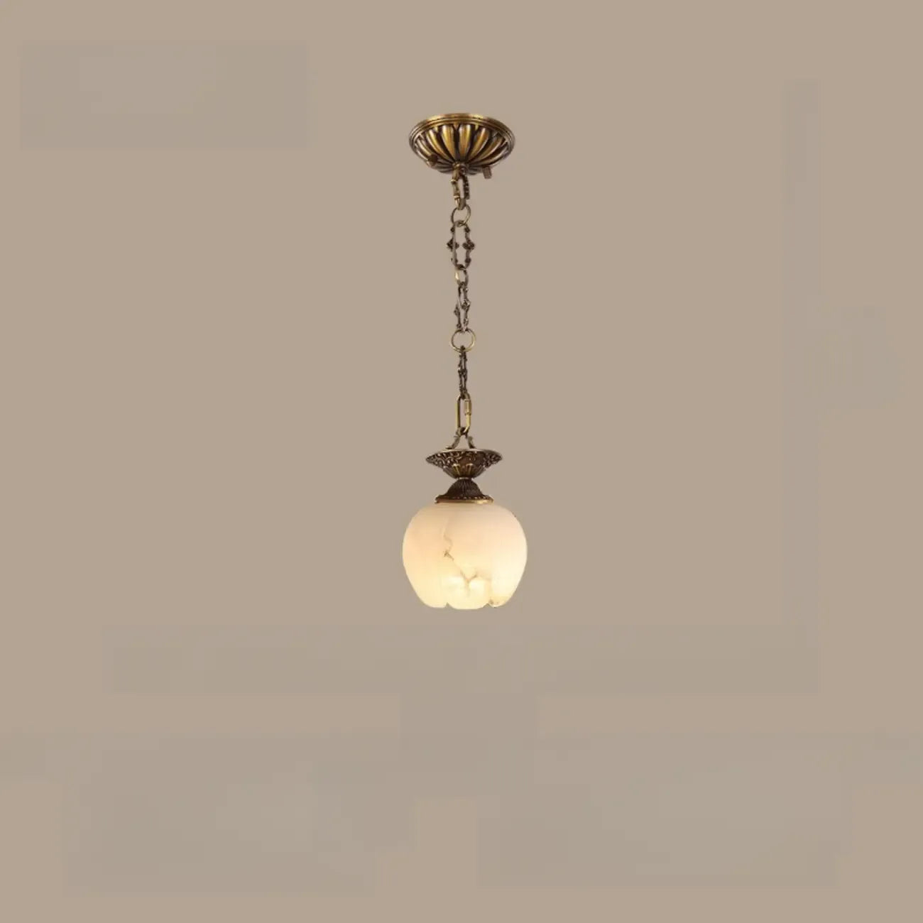 Suspension vintage en laiton avec chaîne réglable et pierre blanche