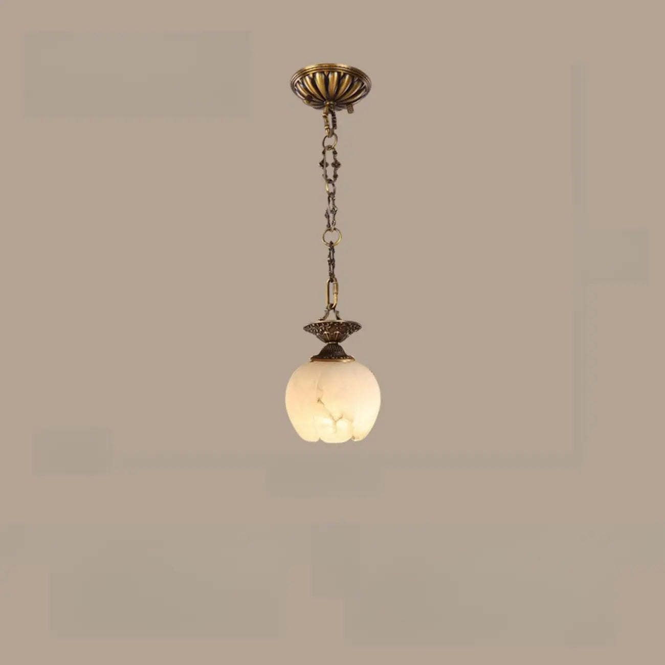 Suspension vintage en laiton avec chaîne réglable et pierre blanche