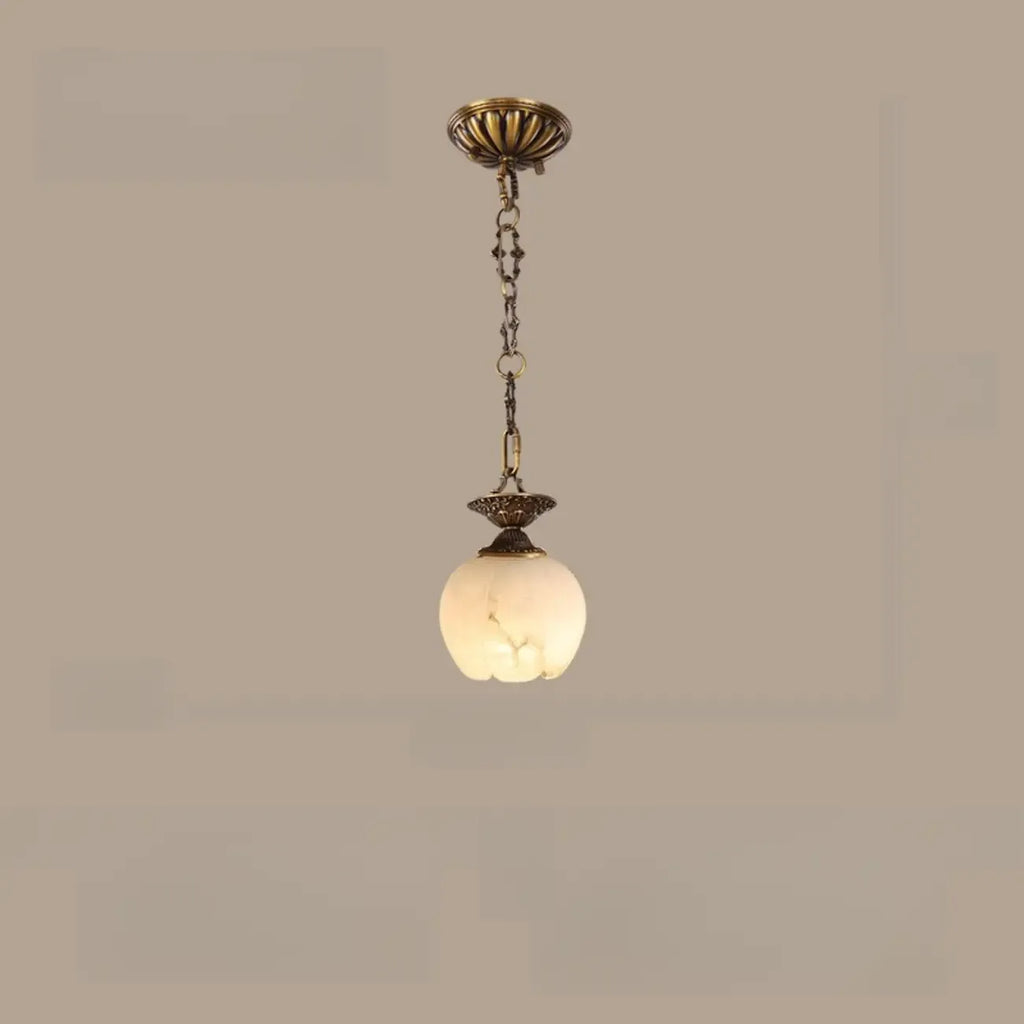 Suspension vintage en laiton avec chaîne réglable et pierre blanche