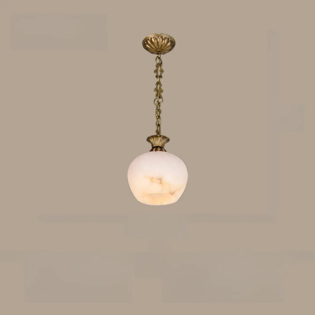 Suspension vintage en laiton avec chaîne réglable et pierre blanche