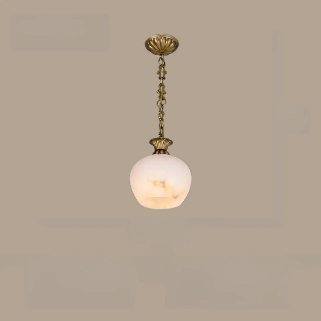 Suspension vintage en laiton avec chaîne réglable et pierre blanche