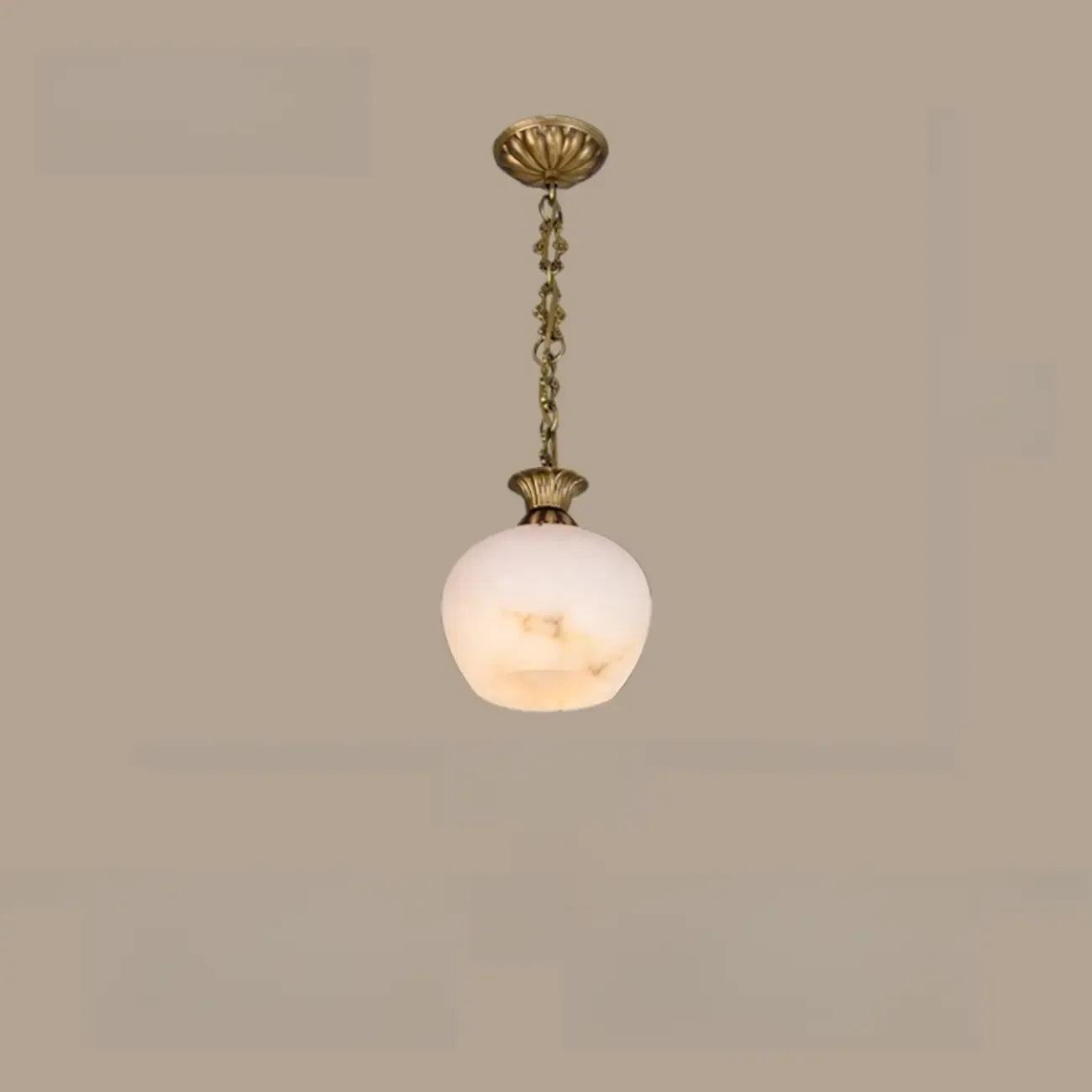 Suspension vintage en laiton avec chaîne réglable et pierre blanche