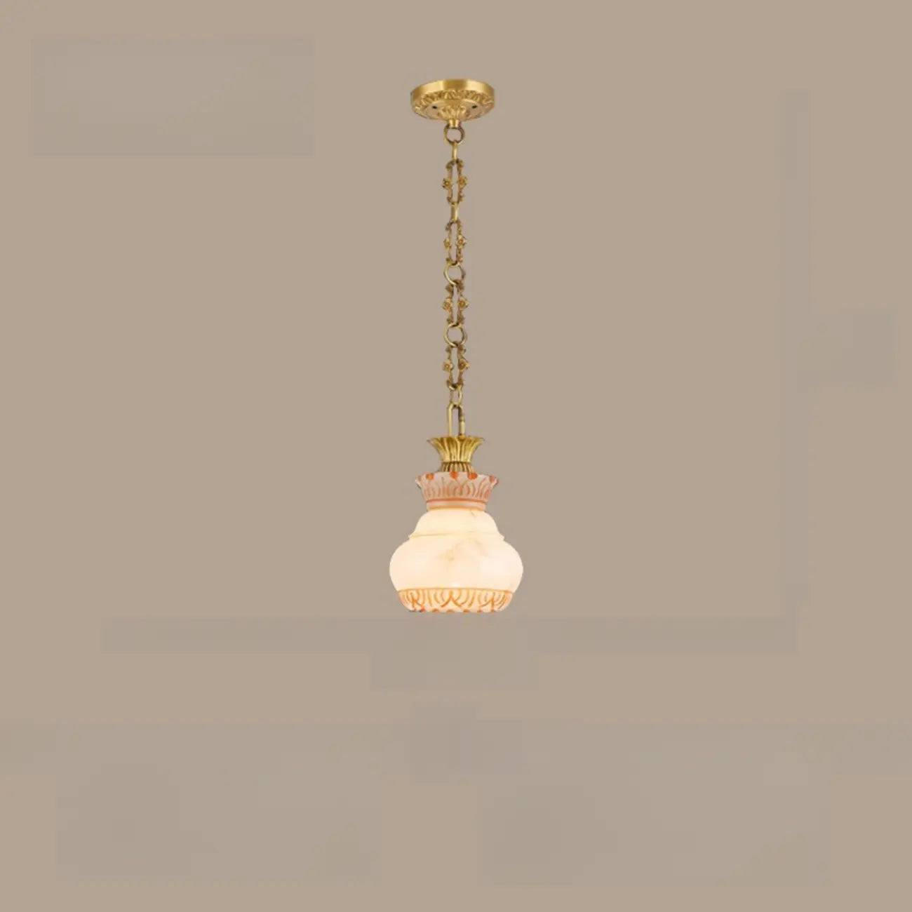 Suspension vintage en laiton avec chaîne réglable et pierre blanche