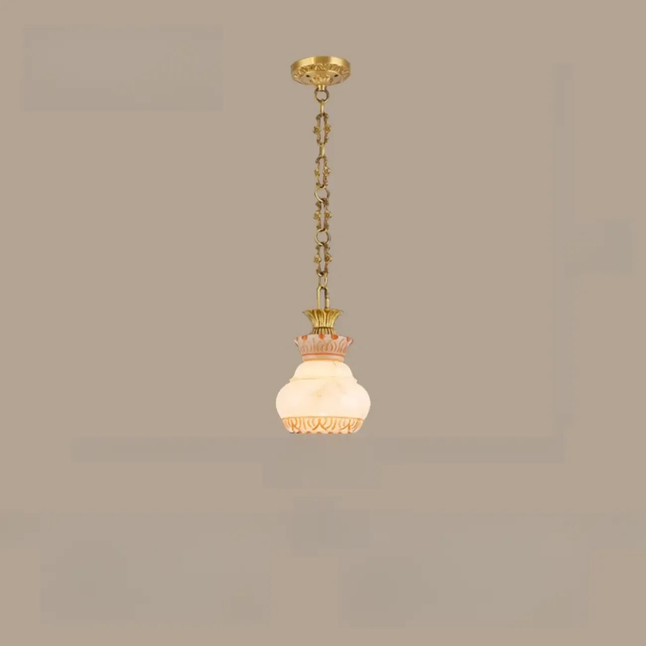Suspension vintage en laiton avec chaîne réglable et pierre blanche