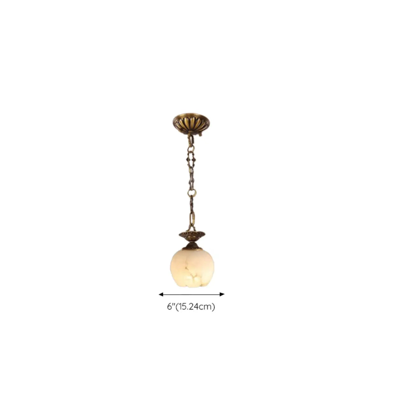Suspension vintage en laiton avec chaîne réglable et pierre blanche