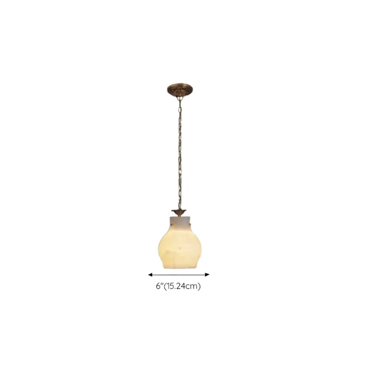 Suspension vintage en laiton avec chaîne réglable et pierre blanche