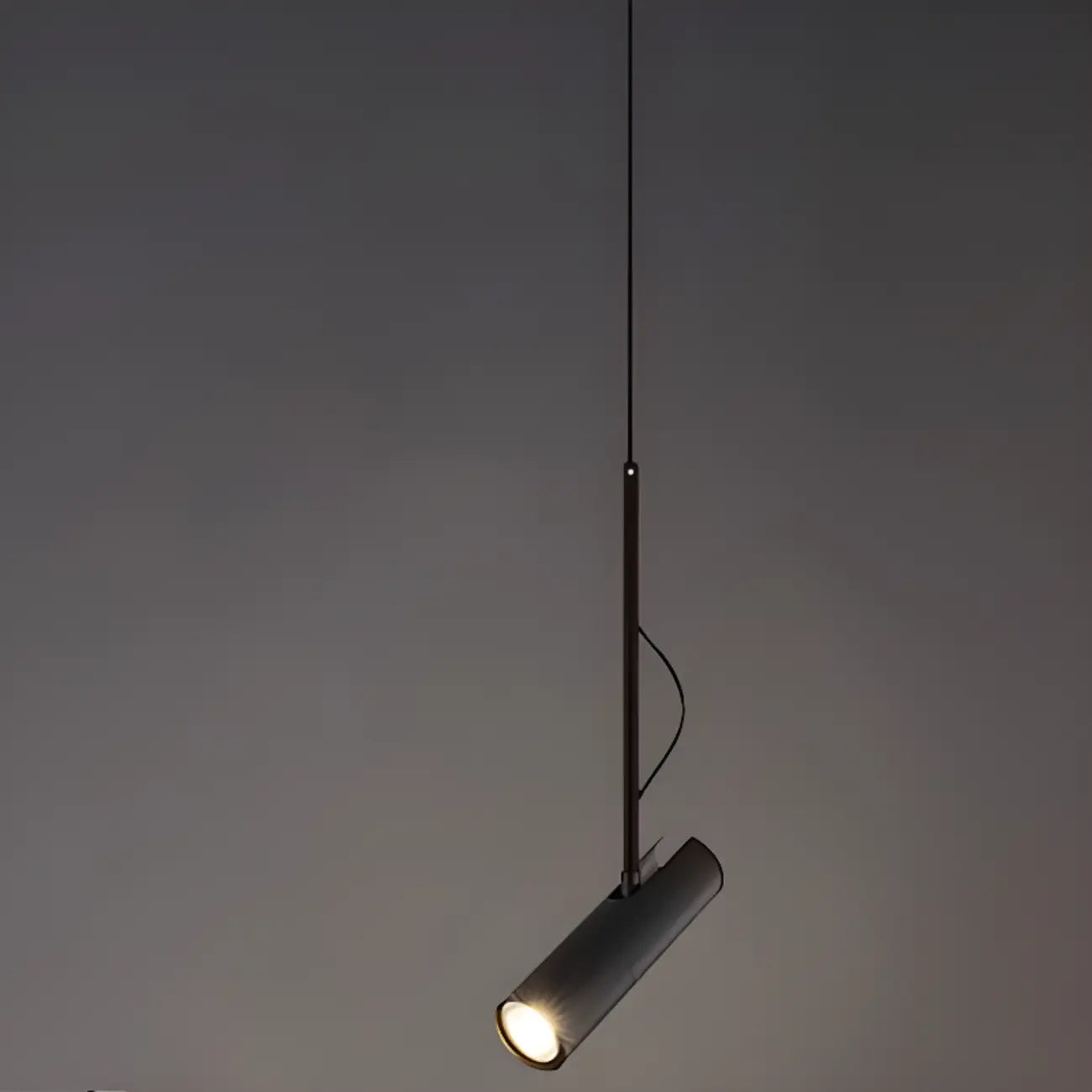 Lampada a Sospensione Regolabile Cilindrica in Metallo Nero