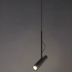 Lampada a Sospensione Regolabile Cilindrica in Metallo Nero