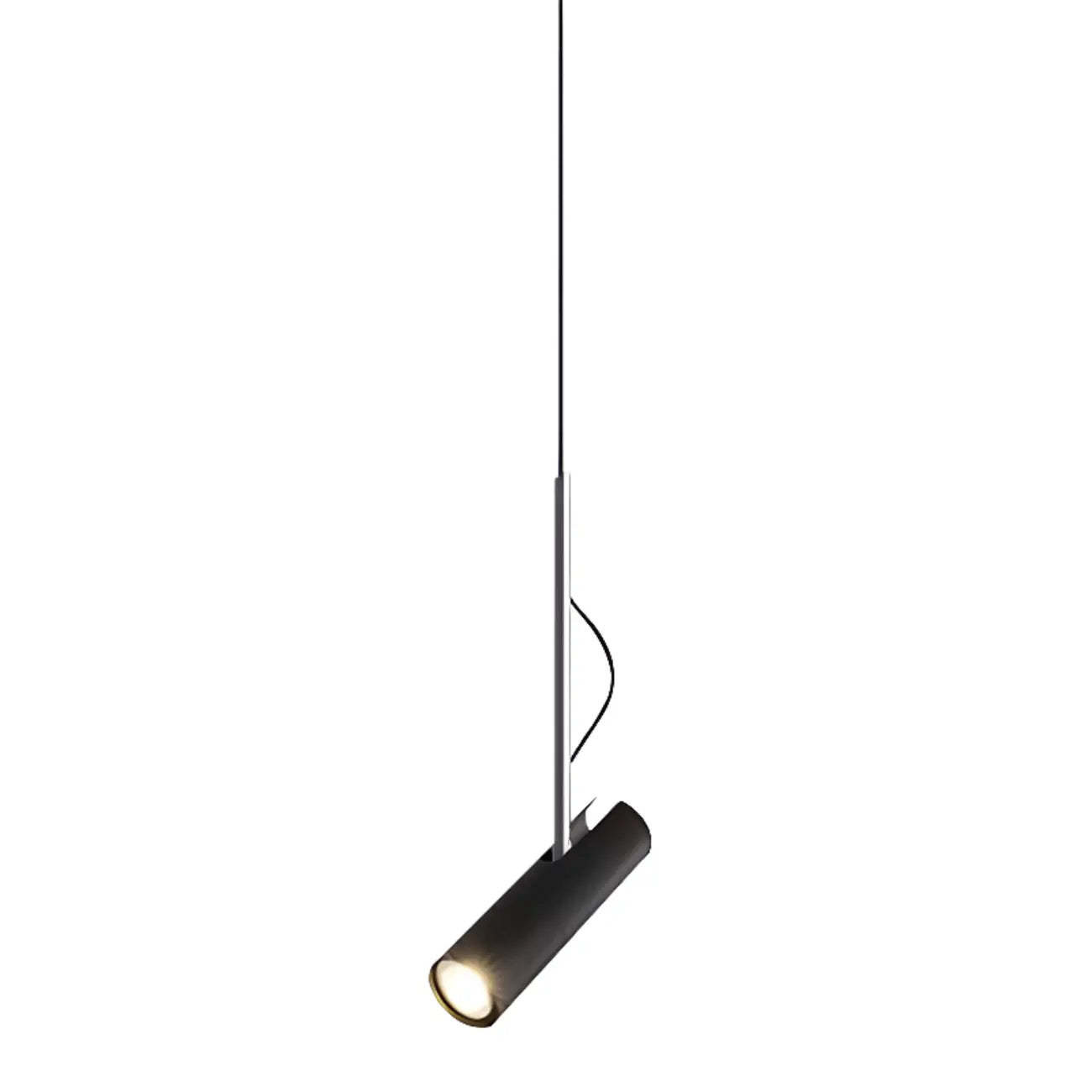 Lampada a Sospensione Regolabile Cilindrica in Metallo Nero