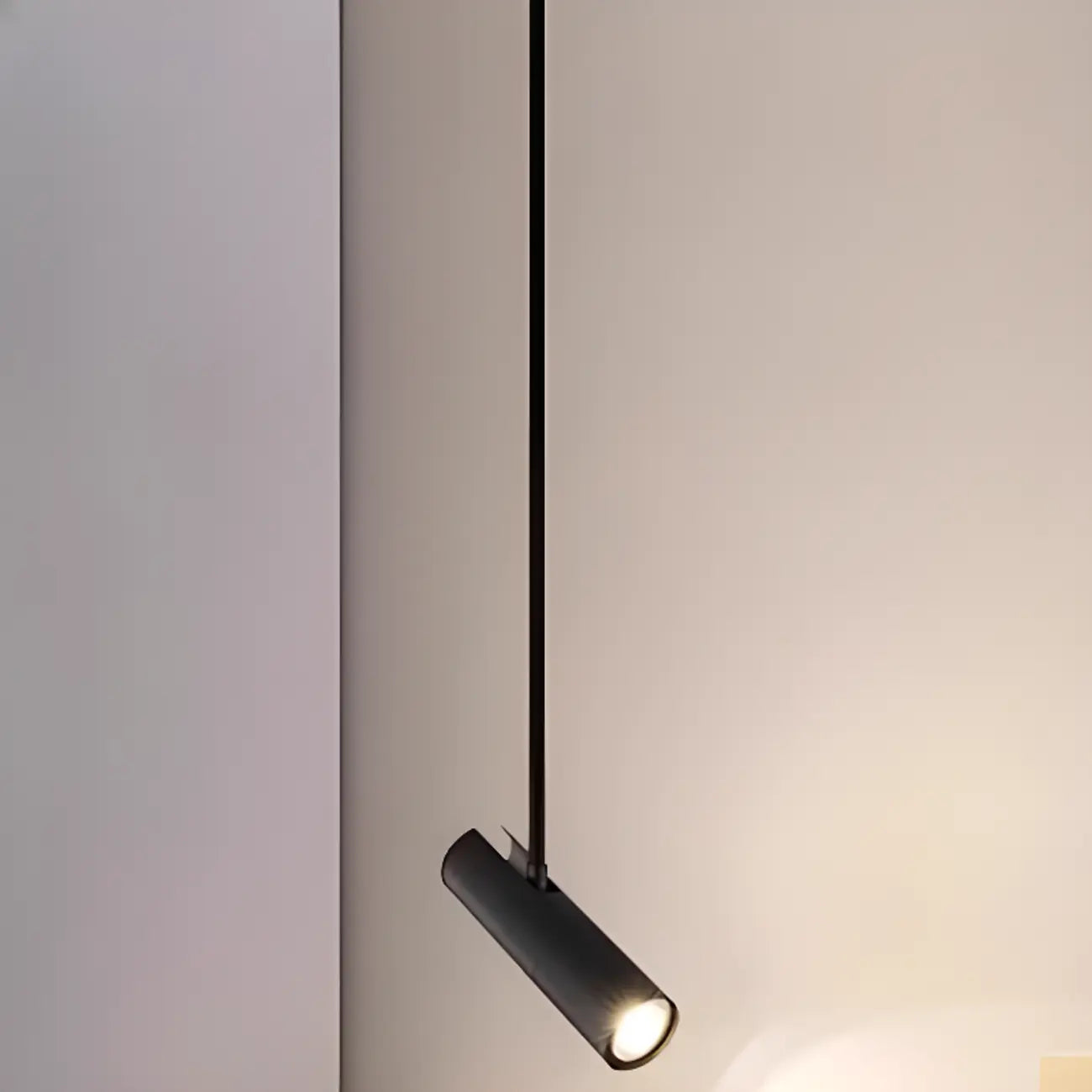 Lampada a Sospensione Regolabile Cilindrica in Metallo Nero