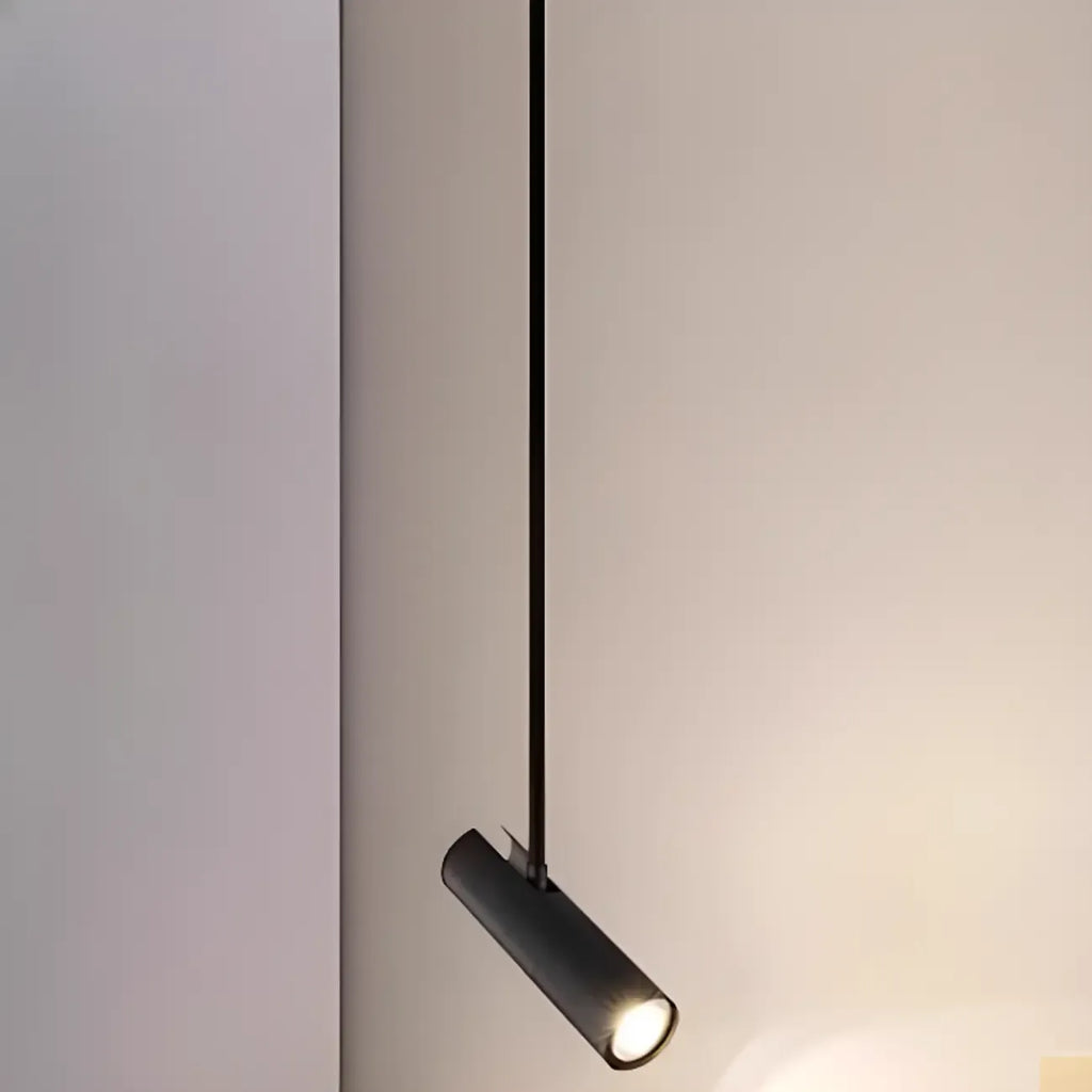 Lampada a Sospensione Regolabile Cilindrica in Metallo Nero