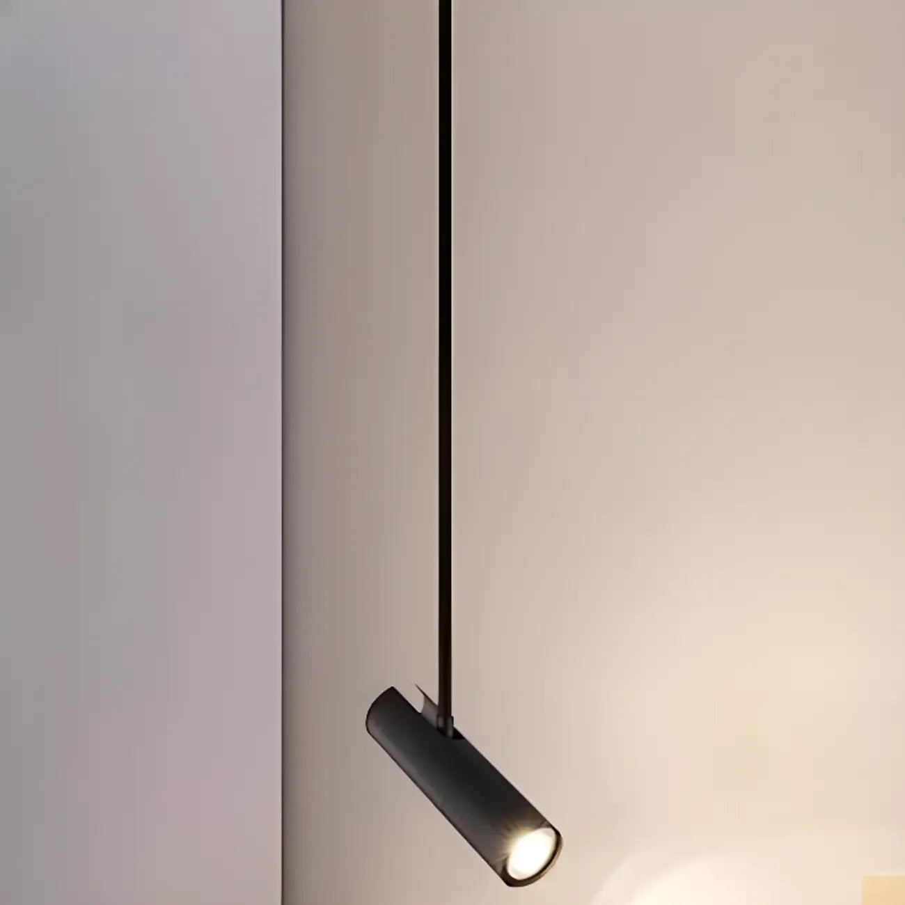 Lampada a Sospensione Regolabile Cilindrica in Metallo Nero