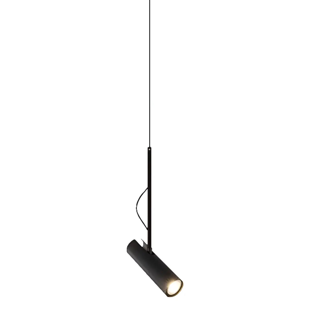 Lampada a Sospensione Regolabile Cilindrica in Metallo Nero