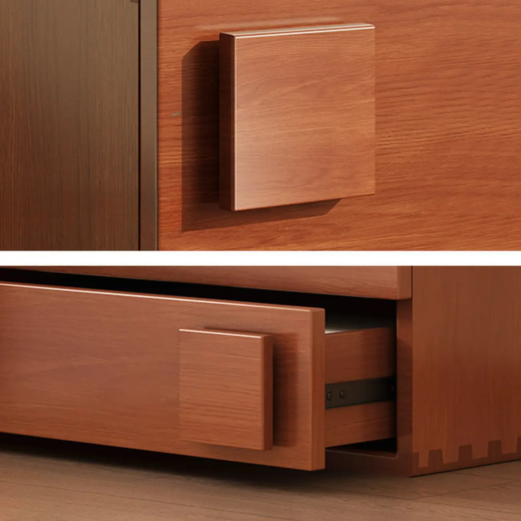 Table de chevet cubique à double tiroir en bois massif couleur noyer-brun