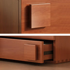 Table de chevet cubique à double tiroir en bois massif couleur noyer-brun