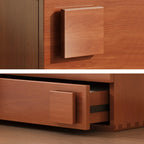 Table de chevet cubique à double tiroir en bois massif couleur noyer-brun
