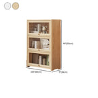 Bibliothèque vitrine classique à 5 étagères en bois massif finition naturelle