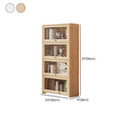 Bibliothèque vitrine classique à 5 étagères en bois massif finition naturelle
