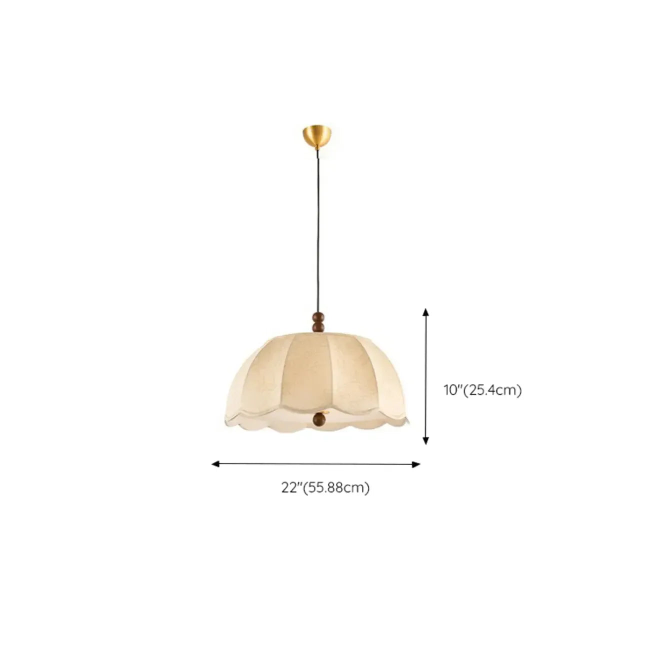 Suspension moderne en tissu beige à motif floral avec dôme