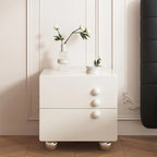 Table de chevet contemporaine en bois crème brillant à 2 tiroirs