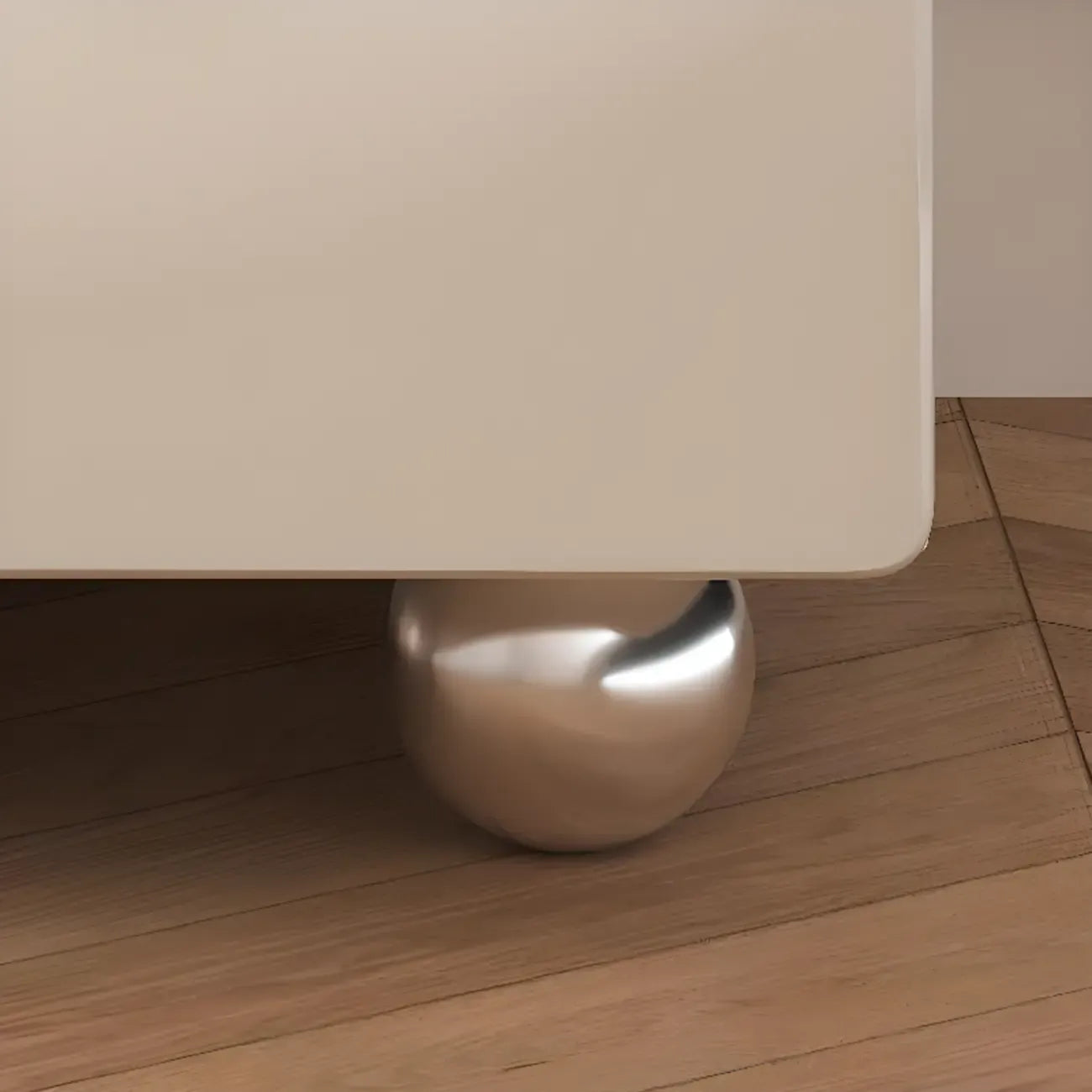 Table de chevet contemporaine en bois crème brillant à 2 tiroirs