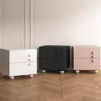 Table de chevet contemporaine en bois crème brillant à 2 tiroirs