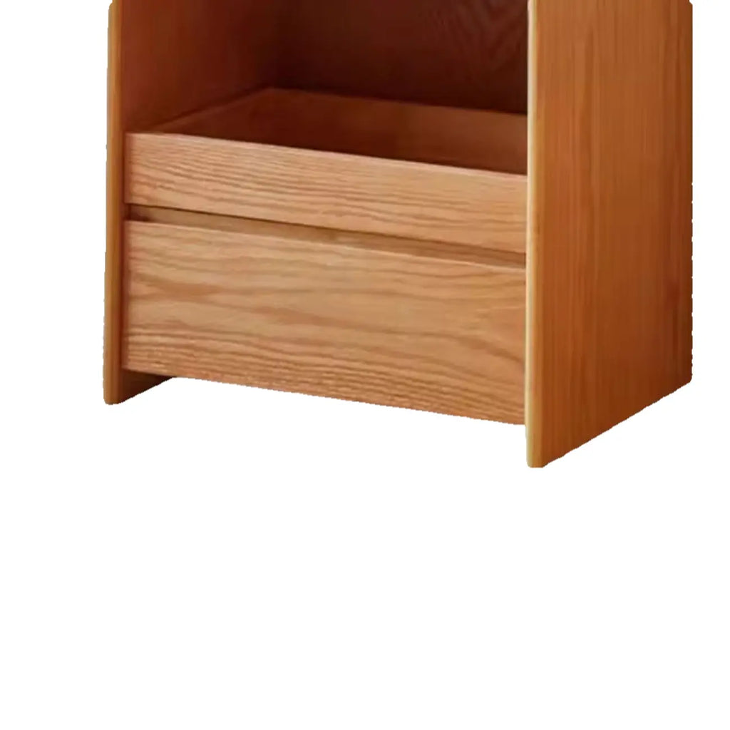 Table de chevet de rangement robuste en bois de cerisier avec éclairage intégré