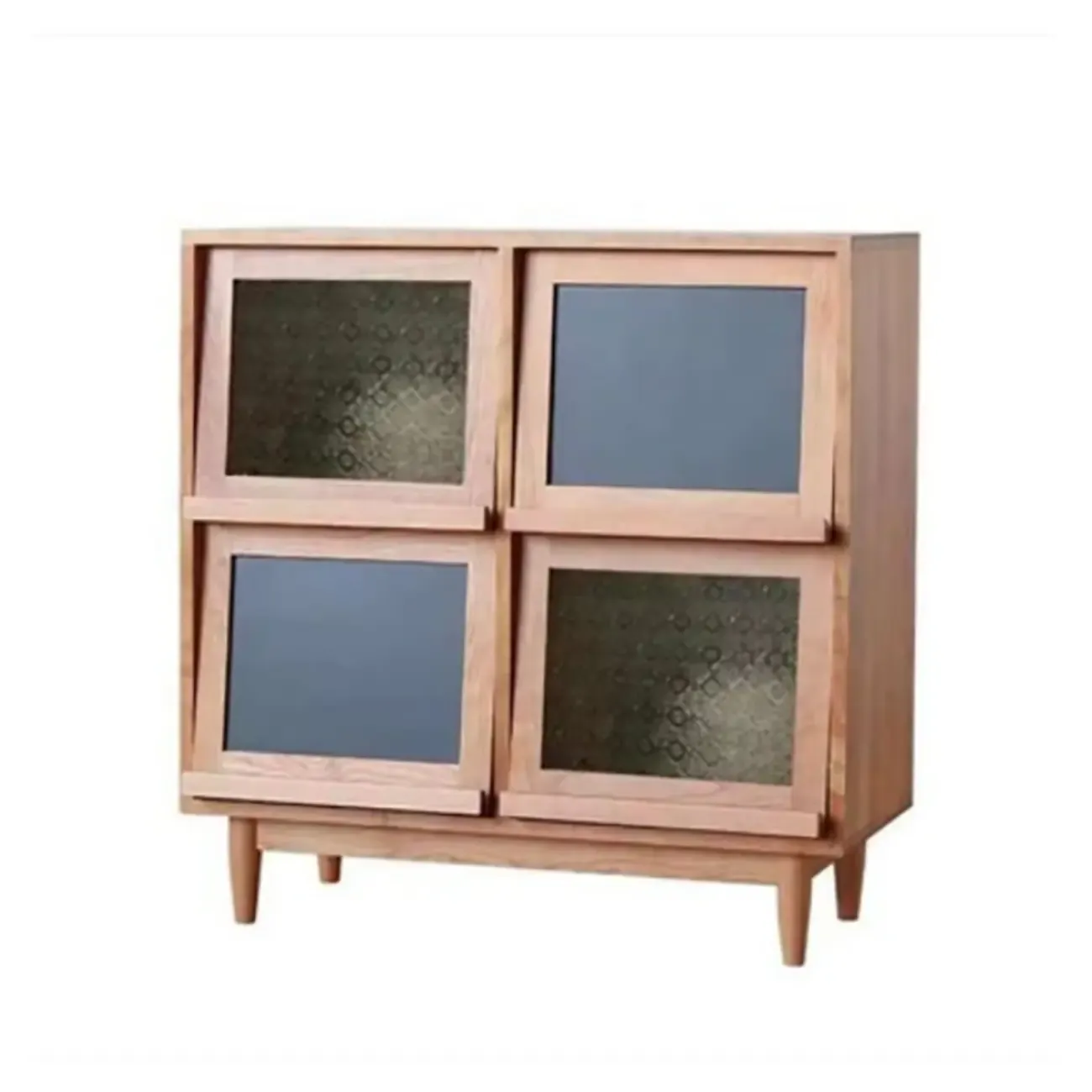 Armoire rectangulaire 4 portes vitrées en pin brun