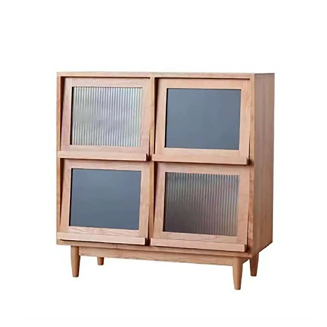 Armoire rectangulaire 4 portes vitrées en pin brun