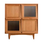 Armoire rectangulaire 4 portes vitrées en pin brun