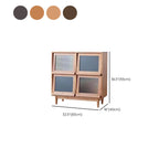 Armoire rectangulaire 4 portes vitrées en pin brun