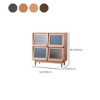 Armoire rectangulaire 4 portes vitrées en pin brun