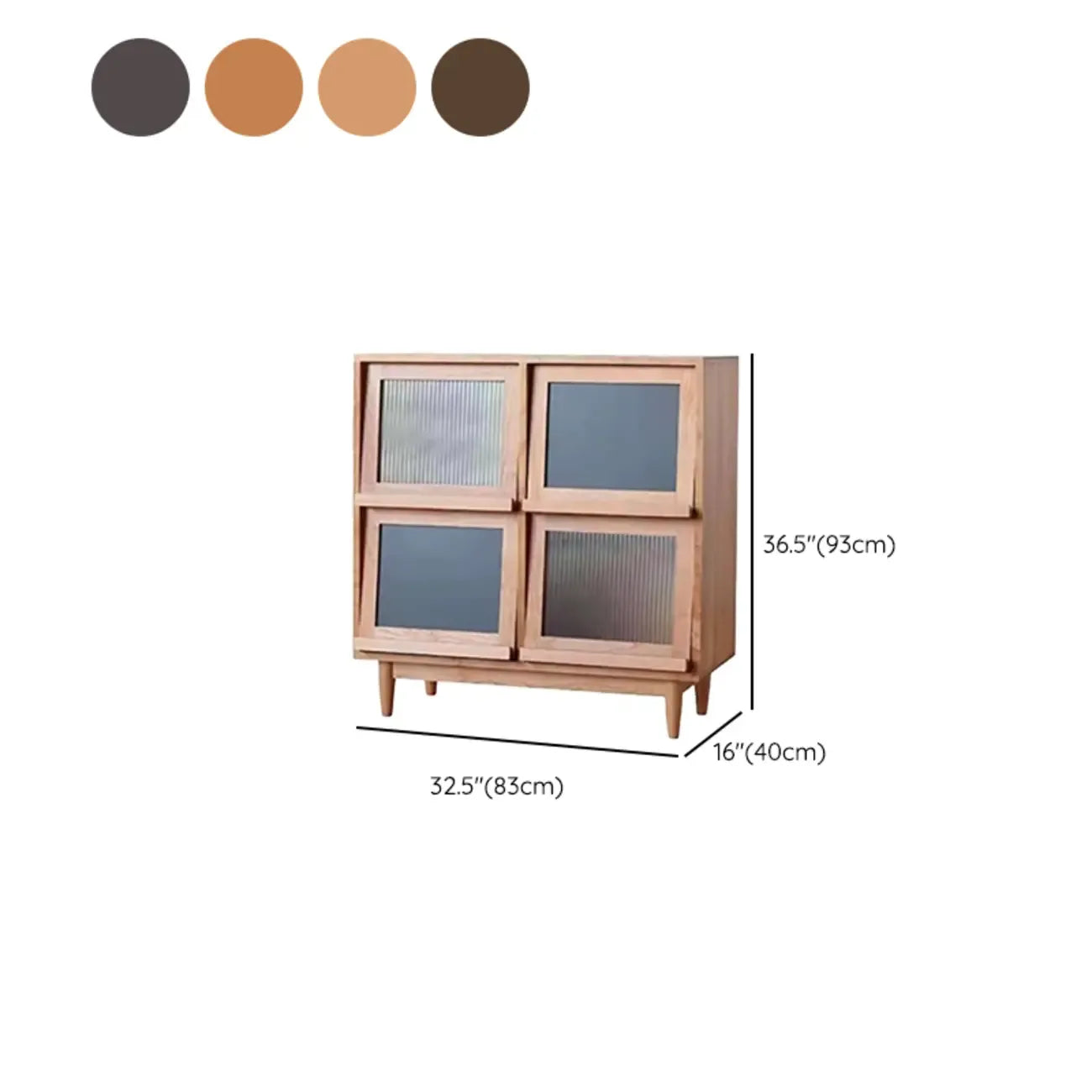 Armoire rectangulaire 4 portes vitrées en pin brun