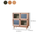Armoire rectangulaire 4 portes vitrées en pin brun