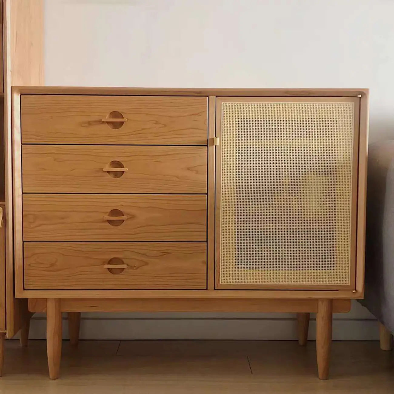 Meuble de rangement rectangulaire moderne en bois naturel pour salon