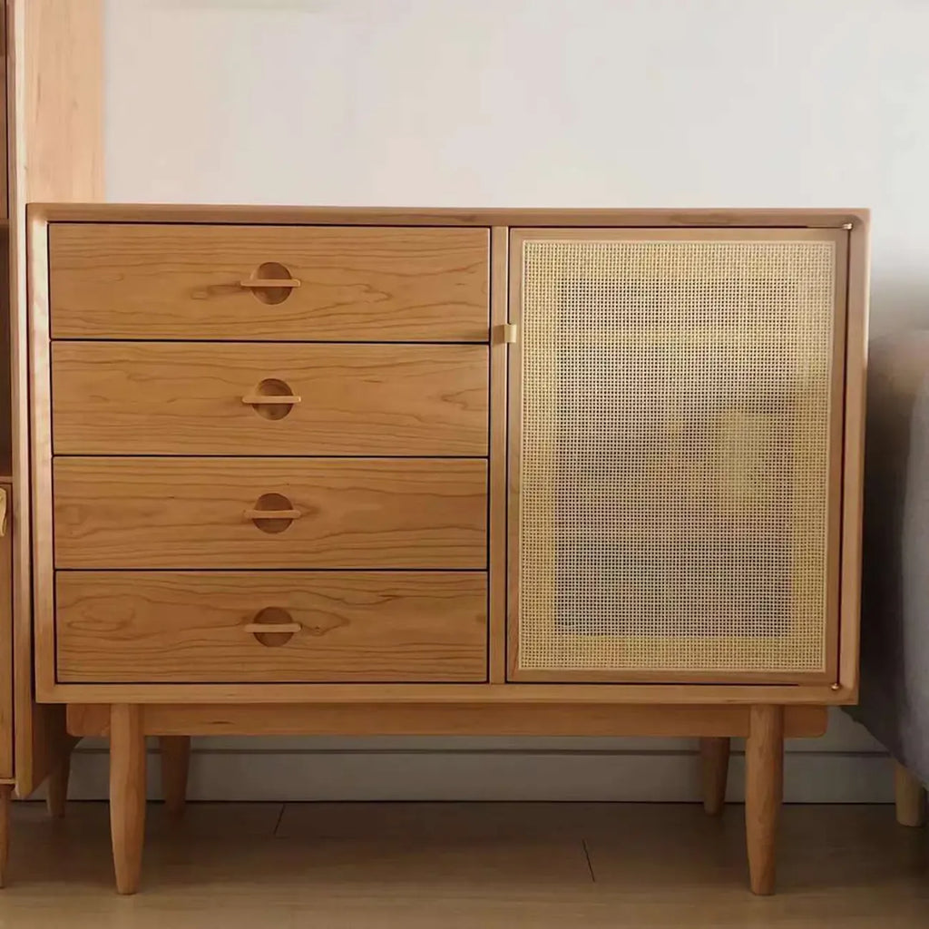 Meuble de rangement rectangulaire moderne en bois naturel pour salon