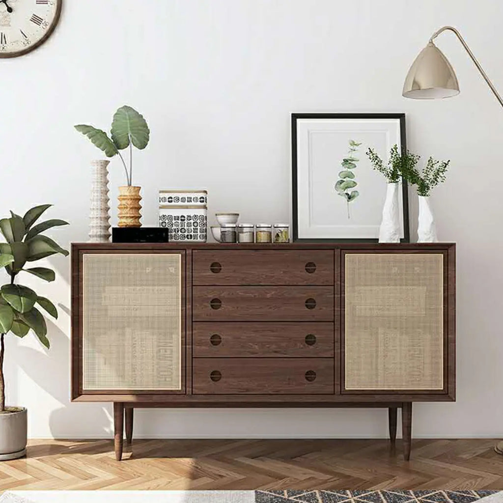 Meuble de rangement rectangulaire moderne en bois naturel pour salon