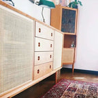 Meuble de rangement rectangulaire moderne en bois naturel pour salon