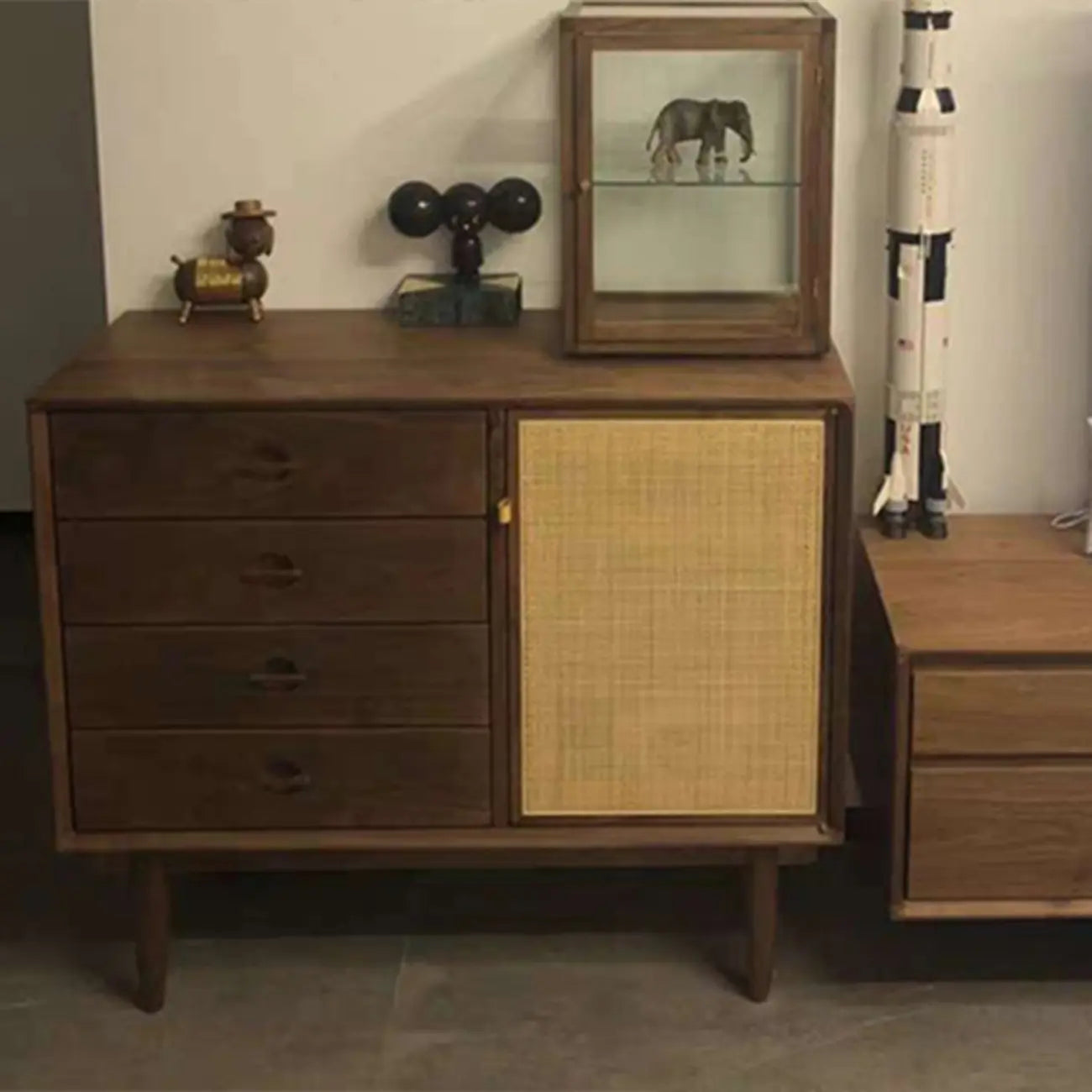 Meuble de rangement rectangulaire moderne en bois naturel pour salon