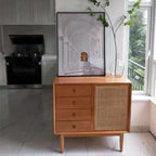 Meuble de rangement rectangulaire moderne en bois naturel pour salon