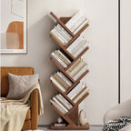 Étagère en bois brun noyer, étroite, à motif zigzag