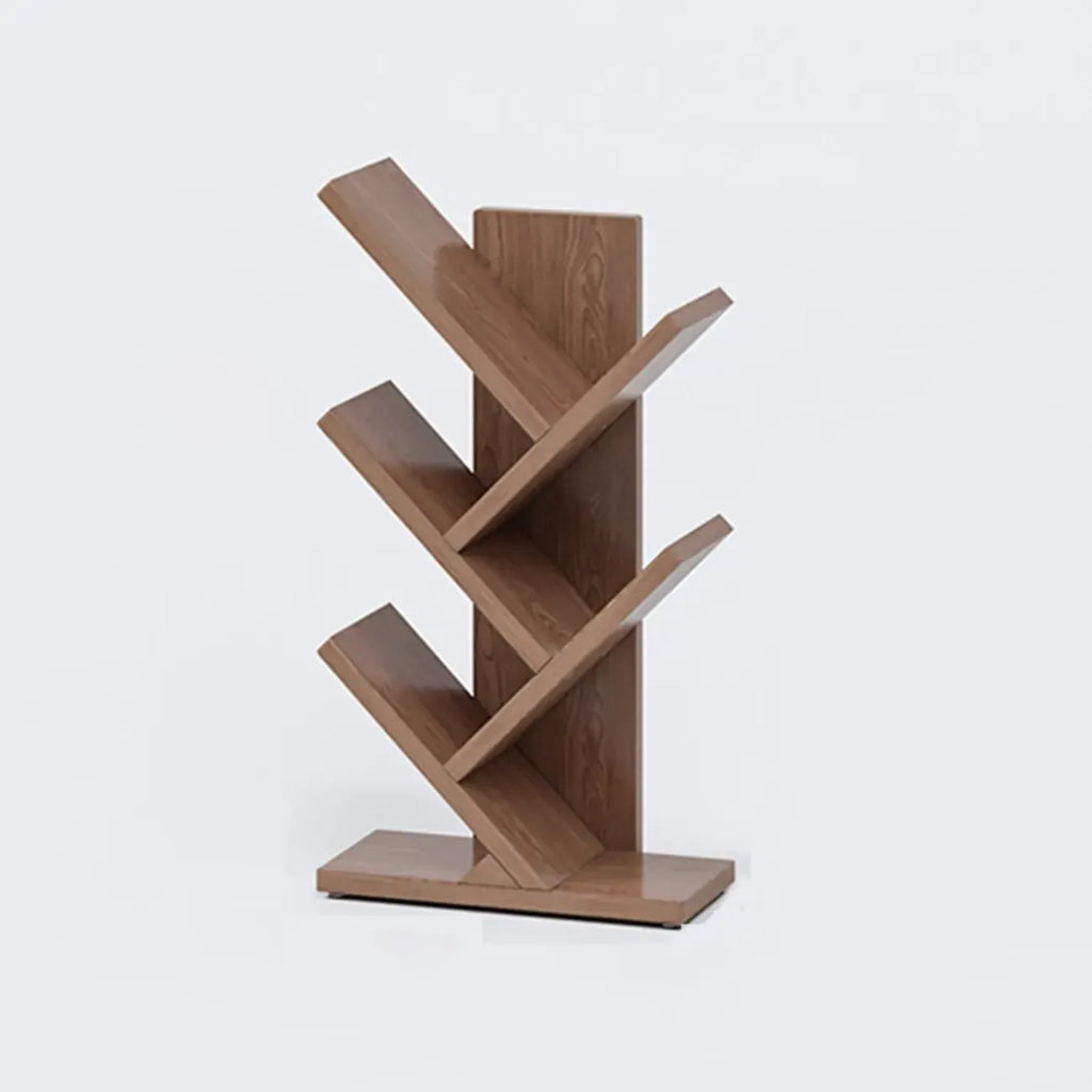 Étagère en bois brun noyer, étroite, à motif zigzag