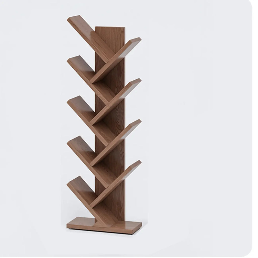 Étagère en bois brun noyer, étroite, à motif zigzag