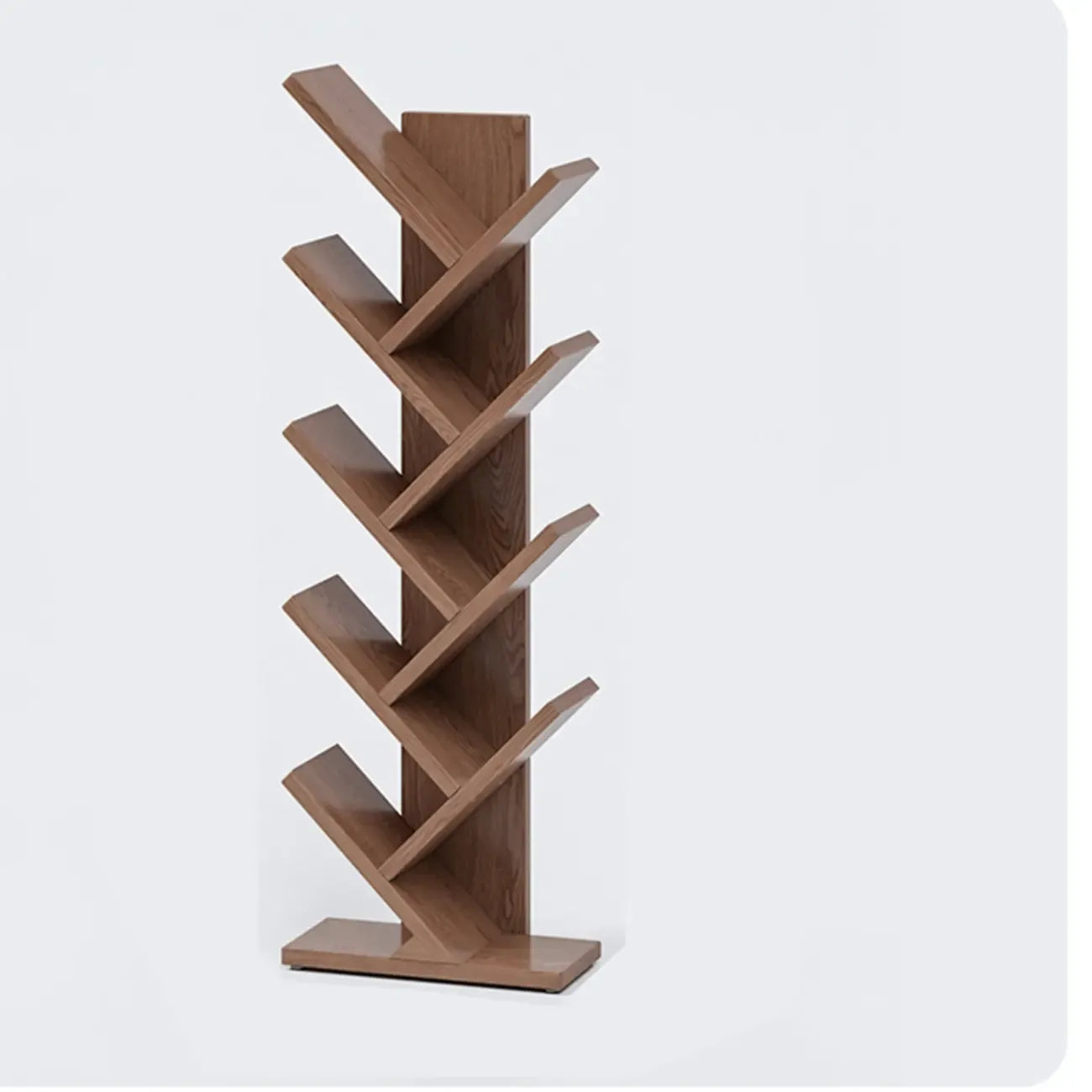 Étagère en bois brun noyer, étroite, à motif zigzag